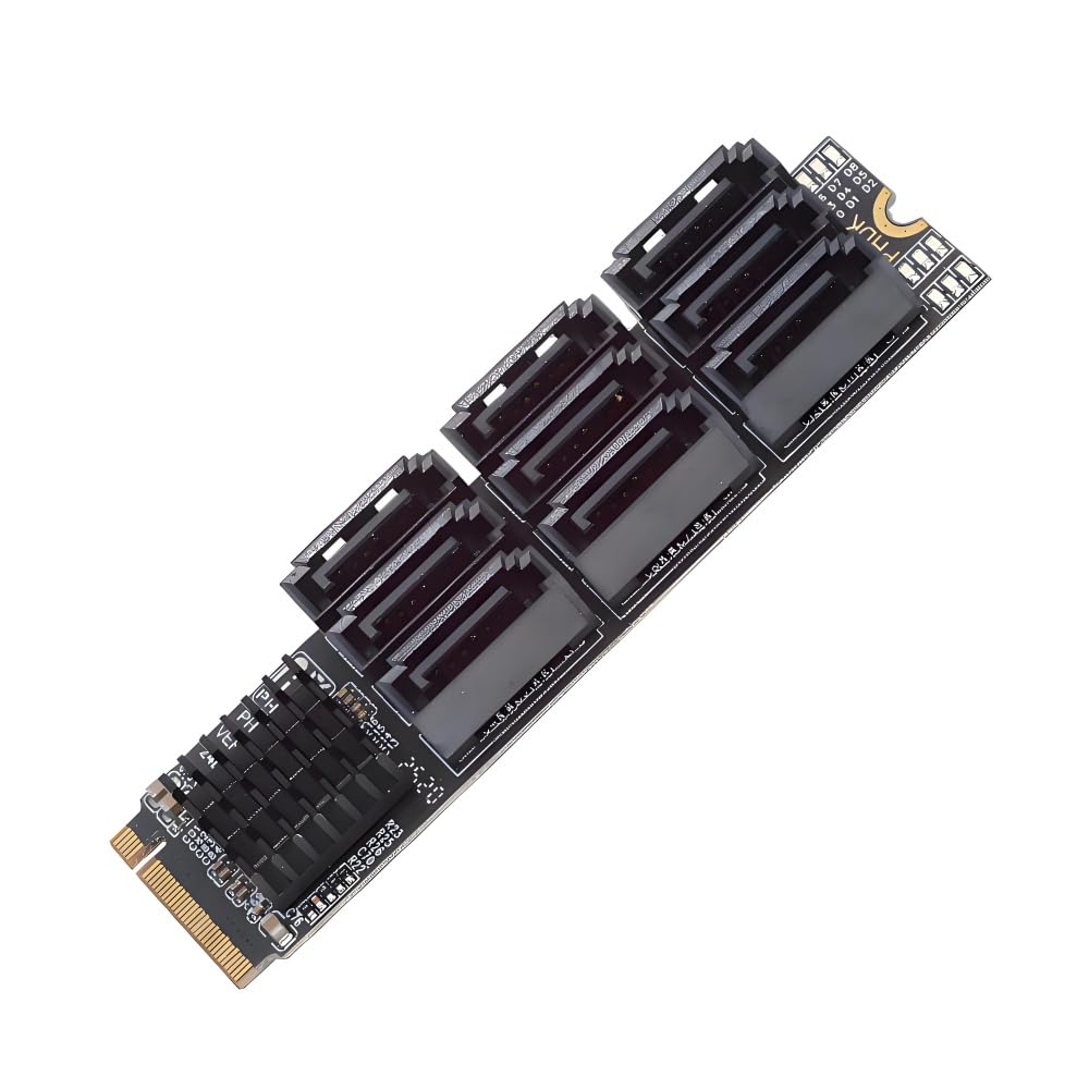 Xiwai NGFF NVMe M-Key PCI Express M.2 на SATA 3.0 6 Гбит/с 9-портовый адаптер-конвертер Карта расширения жесткого диска для 2280 NAS-компьютеров