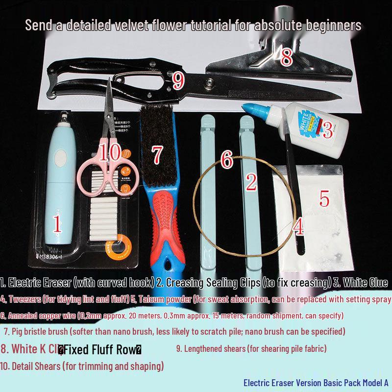 DIY Plush Flower Kit with Scissors, Pig Bristle Brush, Solid Wood Clip, Silk Board for Beginners