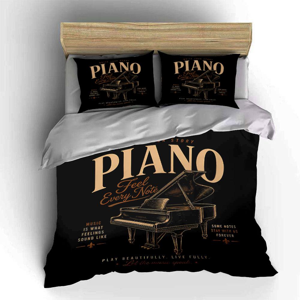 Piano Feel Every Note Design Bedding Duvet Cover Set Duvet Cover Pillowcases (1*Duvet Cover 2*Pillowcases, without duvet insert)