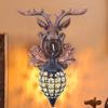 Настенный светильник в виде головы оленя, Настенная лампа с рогами, Настенное освещение в европейском стиле, Ручная работа для спальни с кристаллами K9 и цоколем E12