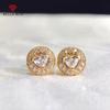 Серьги-гвоздики круглой формы с сердечком из фианита, милые женские аксессуары, необычный подарок для подростков, новые модные украшения для девочек