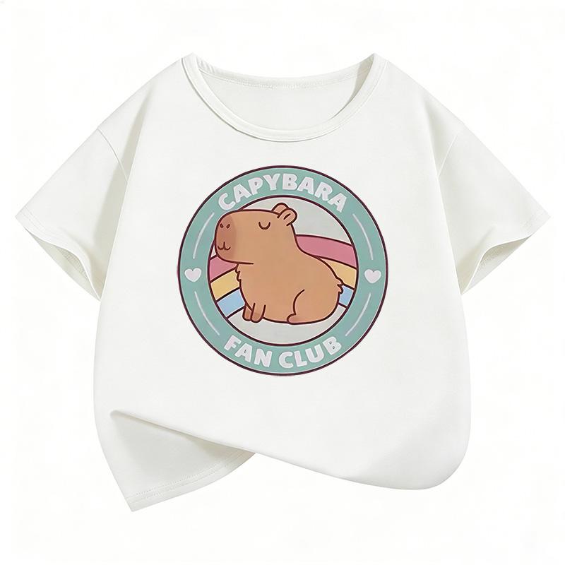 Cute Capybara Graphic Kids Tshirts Summer Short Sleeve Tees Cartoon Animal Boys Girls Clothes Kawaii Tops Y2K Children Tshirt