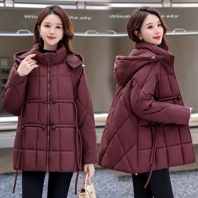 Зима 2025 новая хлопковая куртка на пуговицах женская китайская бахрома капюшон иностранный стиль свободная и стройнящая простая куртка