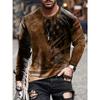 Mens Fashionable Hazy Flag Long Sleeve T-shirt - Vintage Print, Comfortable Cotton Blend, Summer Stylish Tee -