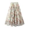 Z Irregular Splicing Colored Flower Mesh Skirt Women, Spring French Court Style Temperament A-word Skirt 8077