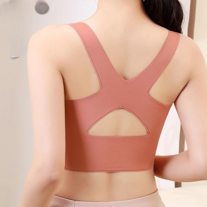 Cross Shockabsorbing Lace Buckle Side Sports Vest Traceless Back Adjustable Yoga Fitness Sports Bra For Women