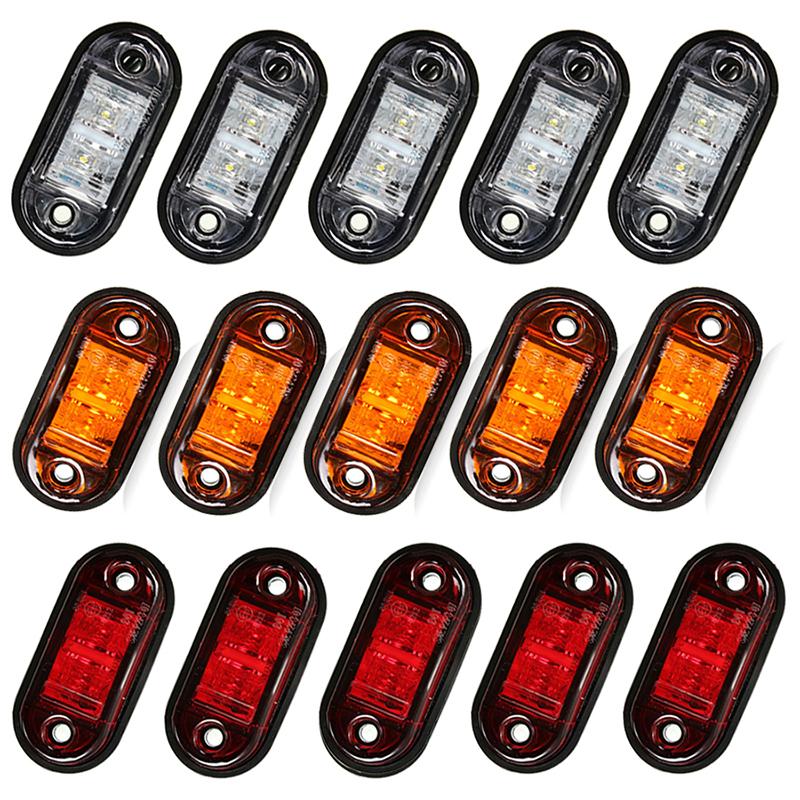 10PCS Warning Light LED Diode Light Trailer Truck Orange White Red LED Side Marker Lamp 66x7.5mm
