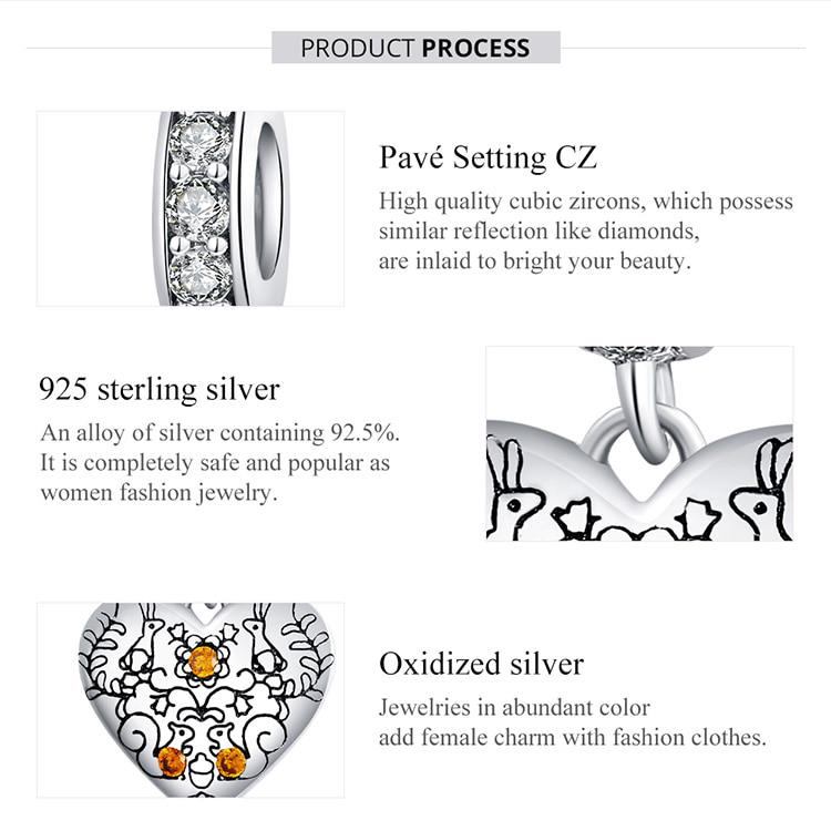 Bamoer стерлингового серебра 925 пробы виноградная лоза и сосновая шишка CZ окисленная платина оригинальный шарм для брендовых ювелирных изделий для женщин и девочек