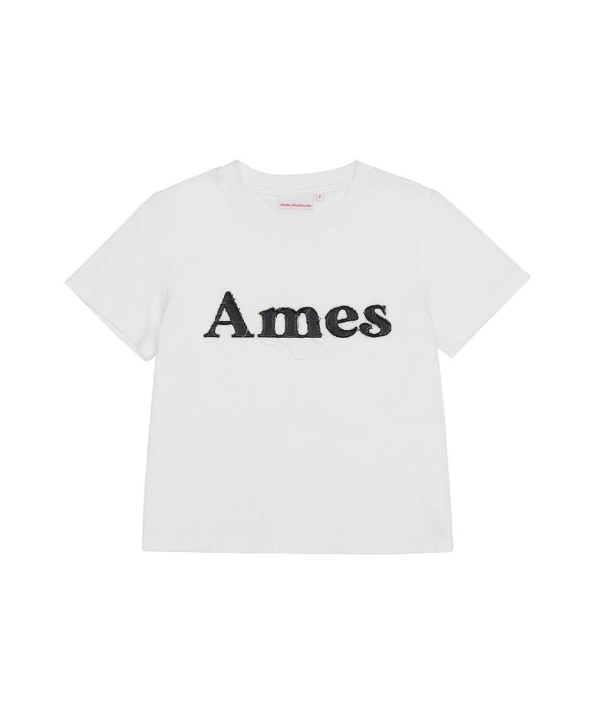 AMES-WORLDWIDE Базовая джинсовая футболка с аппликацией логотипа Белая (Am2Emut514A)