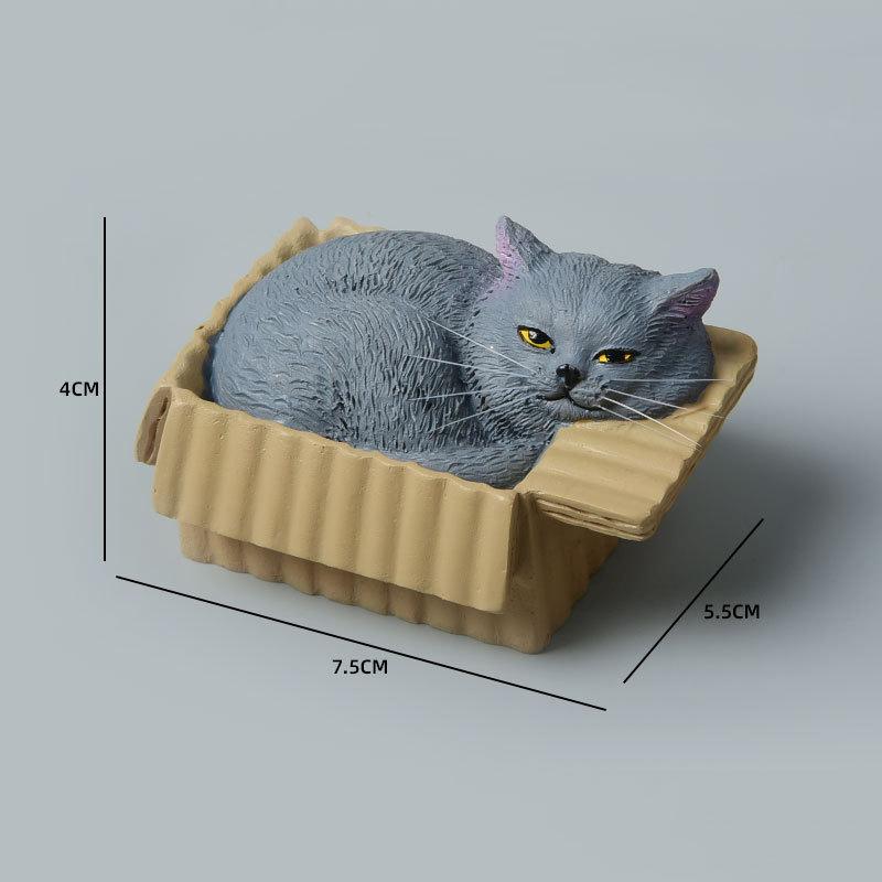 Фигурка кошки, спящей в коробке, из смолы, милая, кавайная, настольное украшение для приборной панели автомобиля, спальни, гостиной