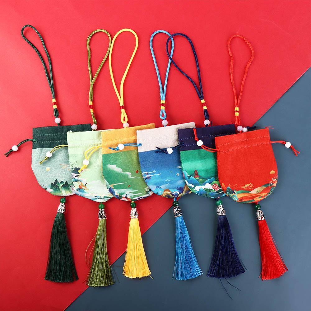 Flower Cloth Necklaces Case Chinese Style Storage Bag Women Jewelry Bag Empty Sachet Purse Pouch