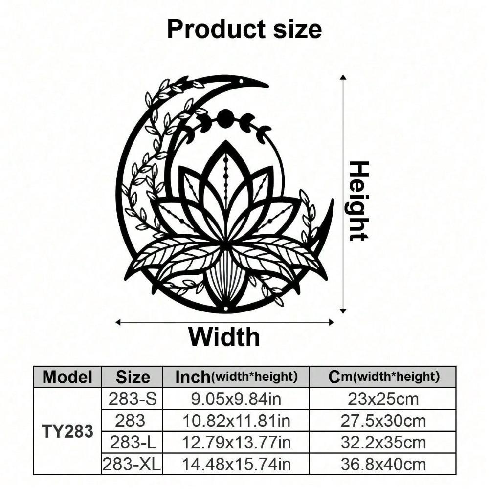 1 шт., Лунная фаза лотоса металлический настенный декор, матовый стиль настенный декор силуэт настенный декор для дома сад отель офис настенный фестиваль