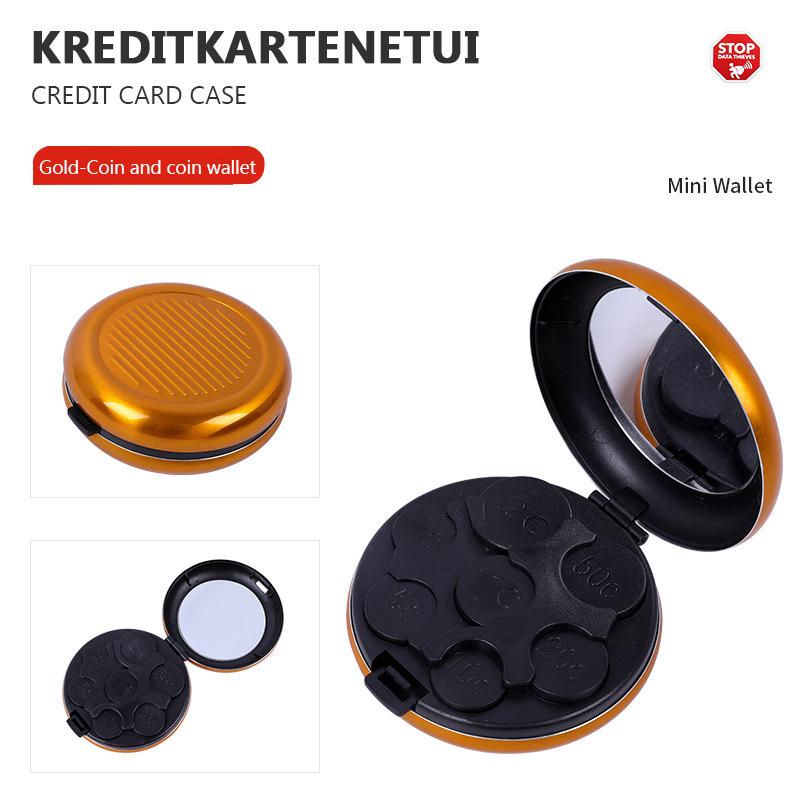 Модный креативный мини-коробка для хранения евромонет с зеркалом, портативный дорожный круглый кошелек из алюминиевого сплава с нулем евро, кошельки для монет