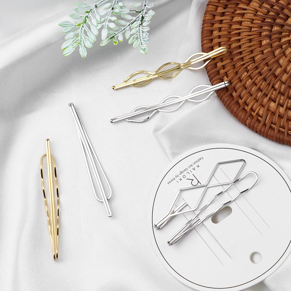 4pcs/set New Metal Women Girls Hairgrips Geometric Rhombus Geometry Hair Clip Barrettes