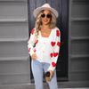 New Autumn and Winter Women's Love Long-sleeved Knitted Cardigan Valentine's Day Versatile Thin Top