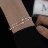 Women Bracelet Double-layered Stacking Star Pendant Bead Polished Pure Color Copper Adjustable Lobster Clip Work Party Dating Wrist Chain Lady Jewelry