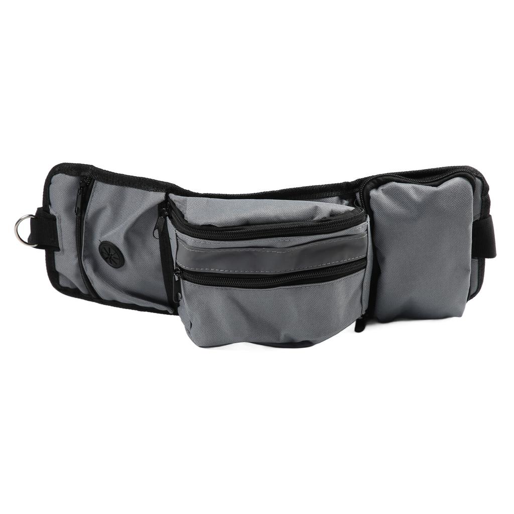 Dog Training Waist Bag Large Capacity Reflective Puppy Treat Waist Pouch with Bottle Holder Poop Bag Dispenser Gray