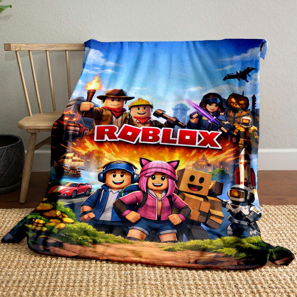 Roblox Adventure Game Art Patterned blanket, flannel, suitable for all seasons, home decor, warm and cozy