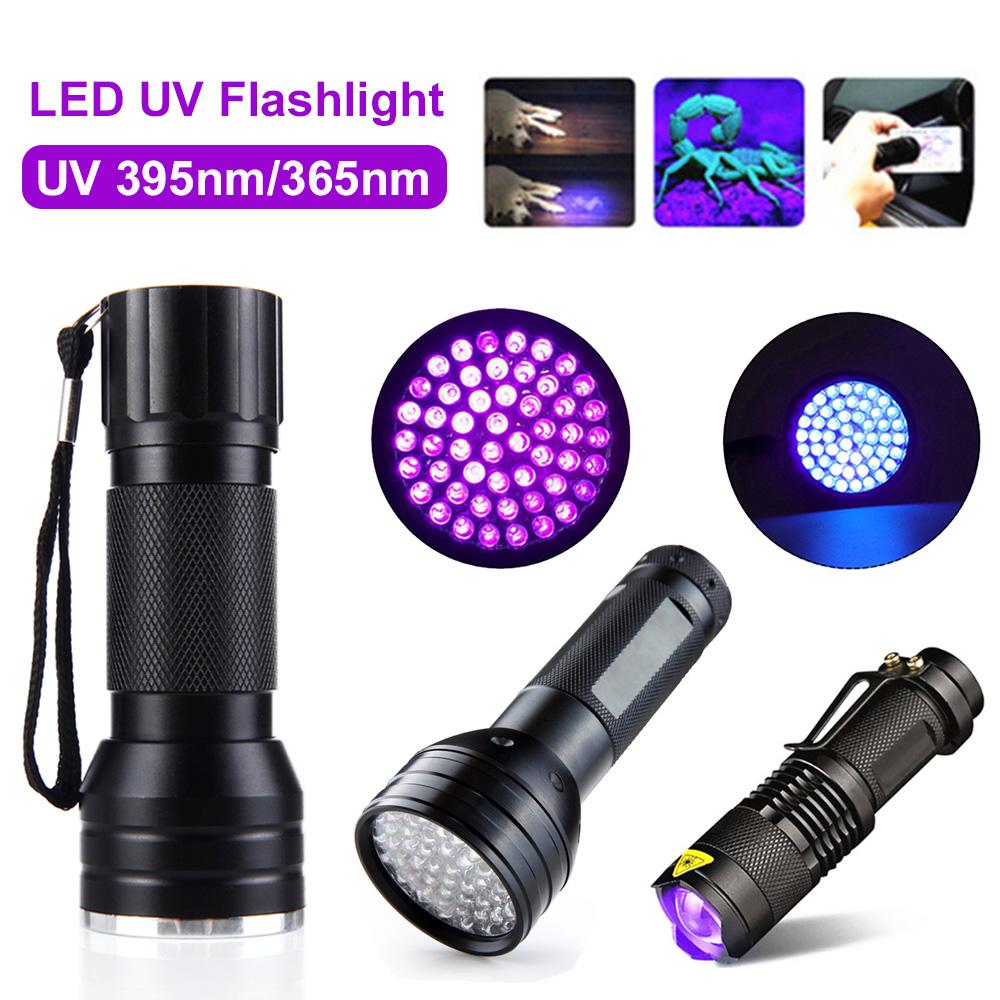 Mini LED UV Flashlight 365nm 395nm Waterproof Ultraviolet Torch Money Verification Pet Urine Stains Detector Scorpion Hunting