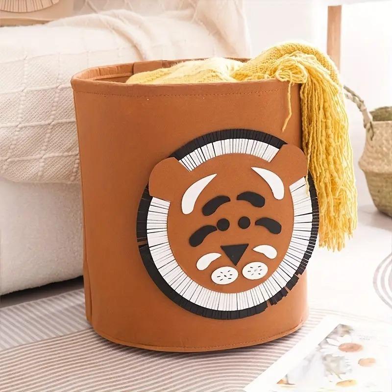 Large Capacity Felt Laundry Basket Cartoon Animal PatternWashable ToyStorage Bin for Bedroom BathroomLiving Room HamperOrganizer