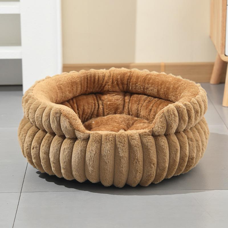 Новая разборная круглая лежанка для питомцев, толстая, теплая, водонепроницаемая, гнездо для собак и кошек, всесезонный домик для маленьких и средних собак со съемной подушкой