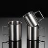 304 Stainless Steel Water Cup Outdoor Mountaineering Folding Handle Mouth Cup Metal Double-Layer Coffee Cup With Handle