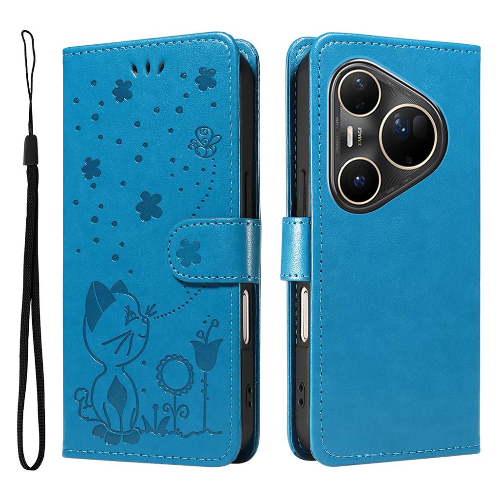 For Huawei Pura 80 Ultra Leather Wallet Case Cat Bee Pattern Phone Cover Stand