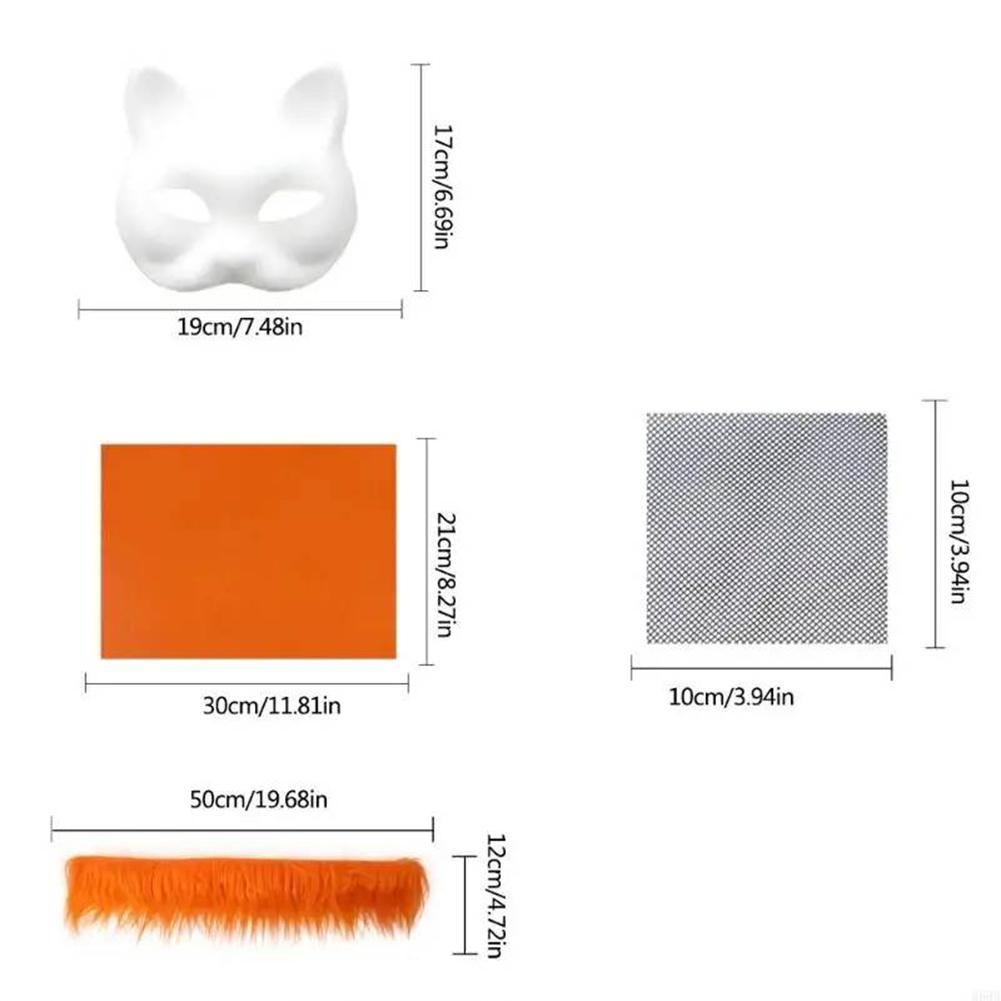 DIY Therian Mask Kit with Felt Fabric Sheet Plush Faux Fur Eye Mesh Blank Cat Mask Blank Animal Dress Up Mask for Boys Girls