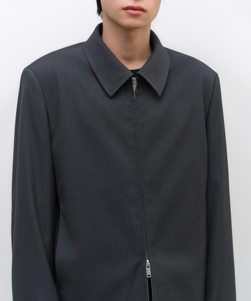 Musinsa Standard Woolish Over-Shoulder Minimal Jacket [Navy]