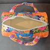 Quilted travel handbag Provence floral print weekend bag Bohemian leisure travel fitness bag vibrant red background lavender and sunflower graphic