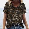 2024 Роскошная женская футболка с 3D принтом цветов и травы, женская трендовая одежда больших размеров, модная рубашка с коротким рукавом, женский топ с v-образным вырезом