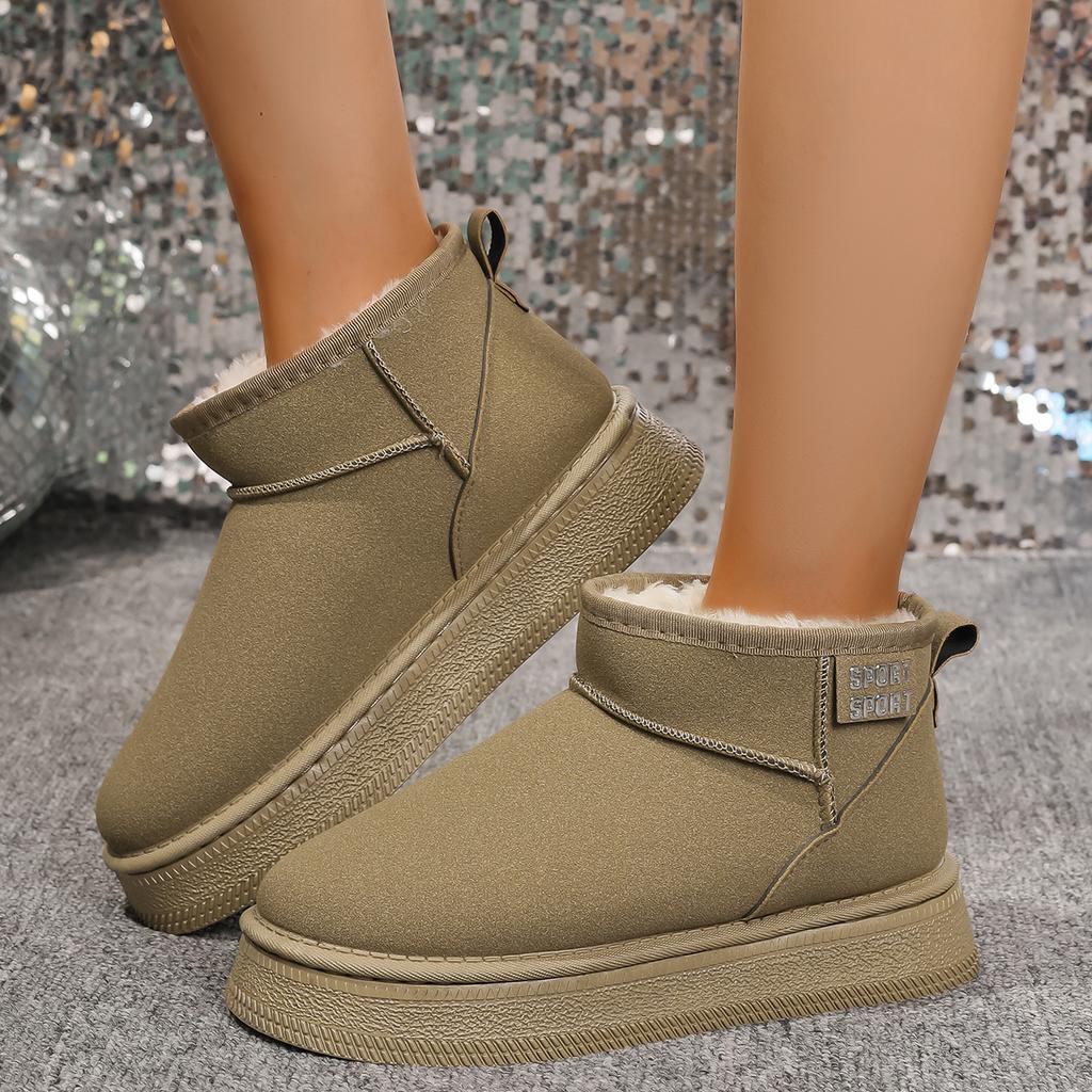 Women Snow Boots for Solid Platform Artificail Suede Boots Autumn Winter Warm Shoes Boats Large Size 44 Slip On Cotton Shoes