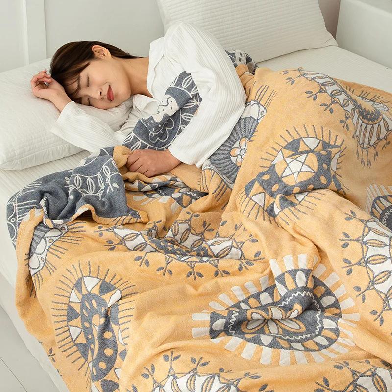 Новое двойное хлопковое одеяло для кроватей, марлевая простыня для дивана, одно крутое одеяло, мягкое дышащее удобное покрывало на кровать