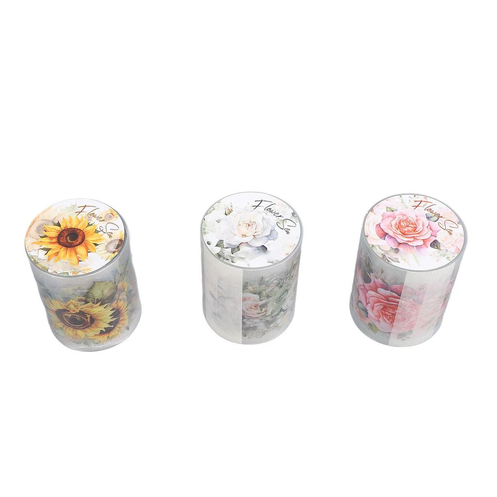 3 рулона ПЭТ-ленты васи, водостойкие, цветные, самодельные, для дизайна ногтей, принадлежности для скрапбукинга, цветы, растения, декоративные