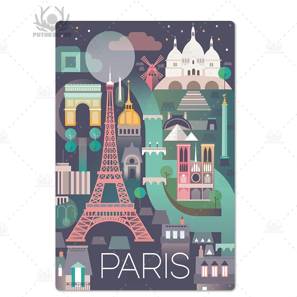 Decor Paris Vintage Tin Sign Plaque Metal Retro British Coffee Bar House Home Living Room Decorative Wall Poster