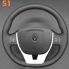 For Renault Laguna 3 2007-2012 Renault Zoe  2016 ized Black Leather Hand Stitched Non-slip Steering Wheel Cover Interior