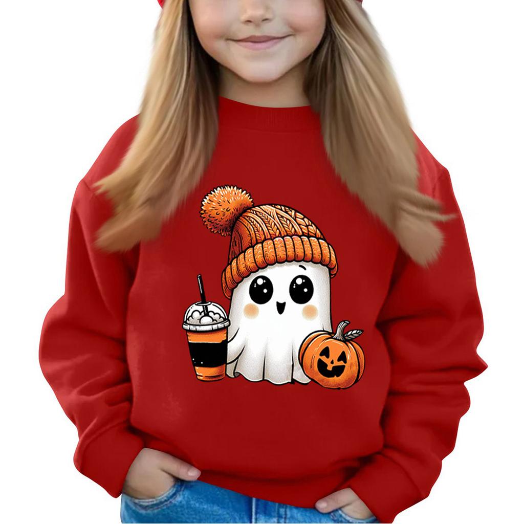 Halloween Day Girls Round Neck Pullovers For Kids Printed Baby Tops