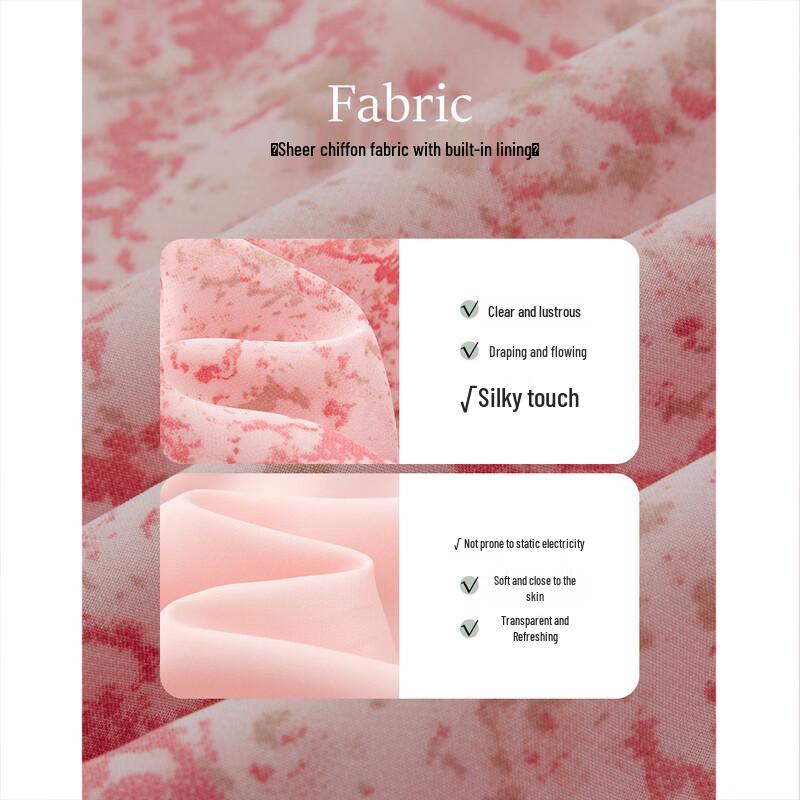 Платье Demana с V-образным вырезом, принтом, пышными рукавами и рюшами из шифона