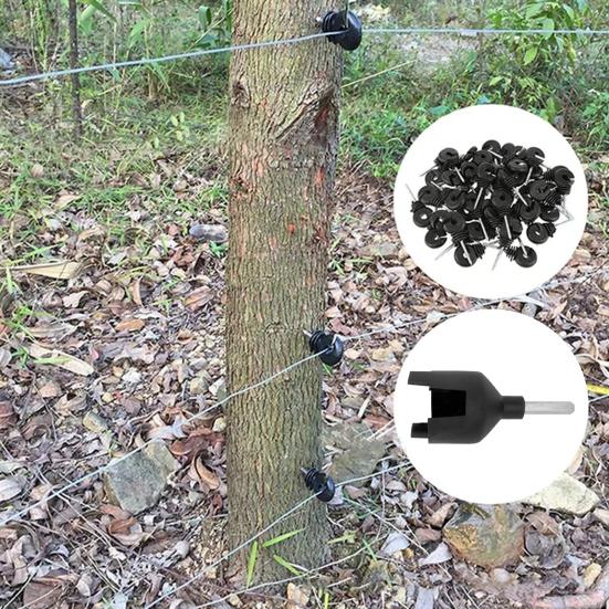 1 Set Electric Fence Insulator Screws Fence Ring Post Self-Tapping Insulator Labor-Saving Wood Post Insulator Grid System Accessories