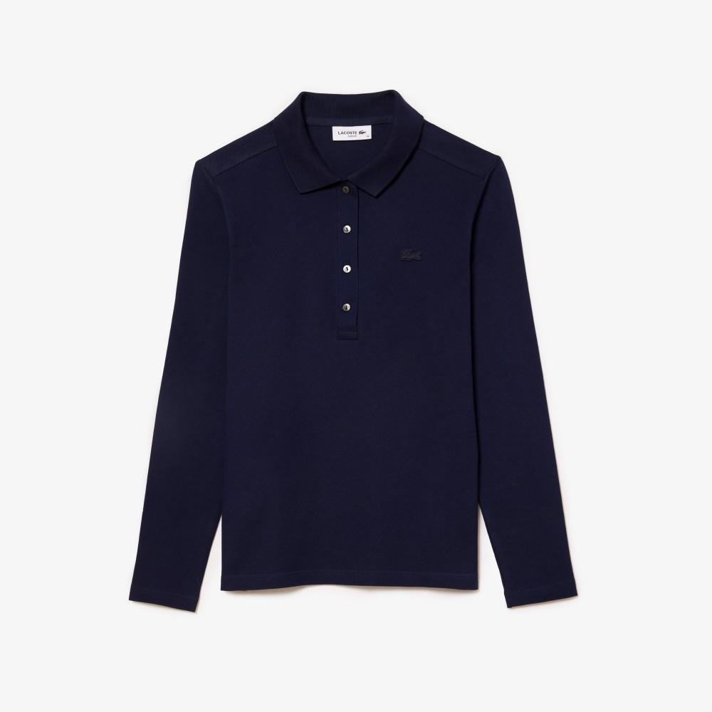 Lacoste Женская облегающая футболка-поло с длинным рукавом PF5464-55N166
