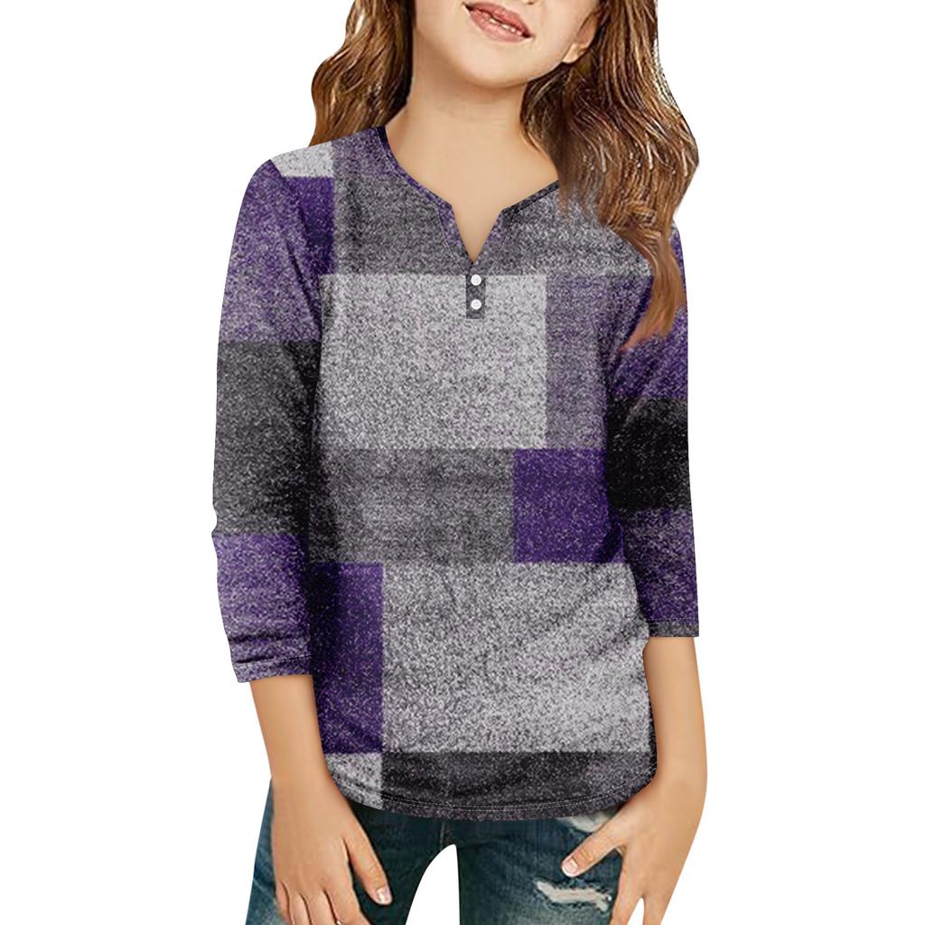 Детская футболка с рукавом 3/4, повседневная футболка с принтом, круглый вырез, блузка-пуловер