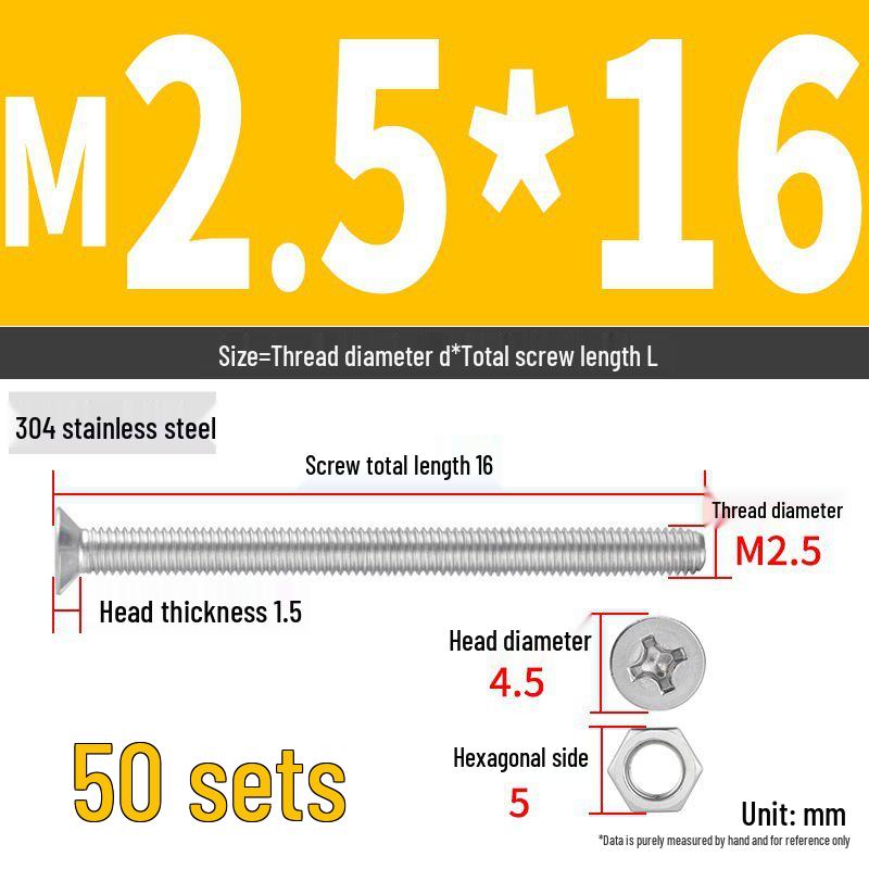 Набор Extra Long Phillips Flat Head Винтов и Гаек из Нержавеющей Стали 304 (2М, 3М, 4М)