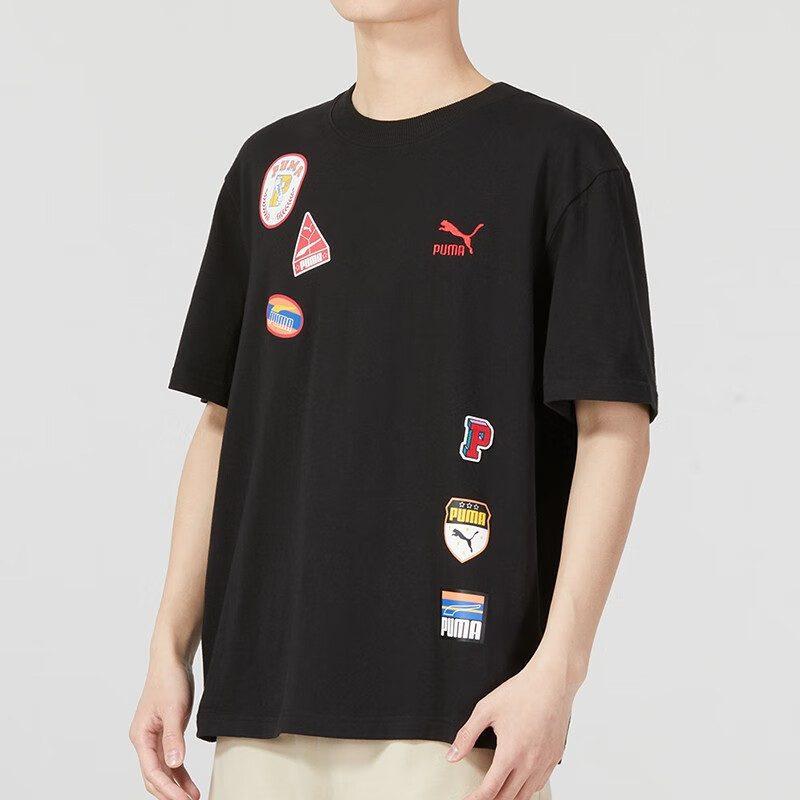 PUMA T Shirts Unisex Black Crew Neck Moderate Straight Fit 623251-01