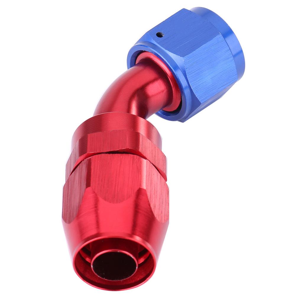 AN10 Fuel Line Hose End Swivel Fitting Oil Cooler Adapter Blue and Red Color Anodized 45°