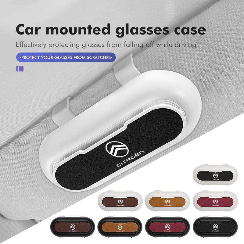 Suede Car Sun Visor Glasses Case Organizer Box Sunshade Holder For Citroen C4 C3 C5 C1 C2 C6 C4L DS3 DS4 Berlingo Picasso Jumper aiv256