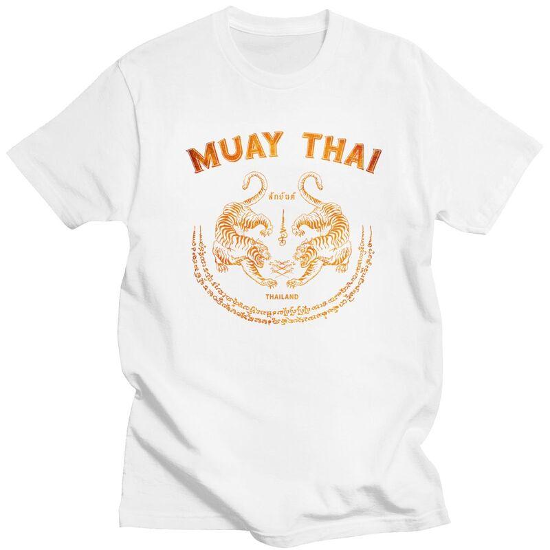 Индивидуальная Крутая Футболка Муай Тай Тигр Мужская С Коротким Рукавом 100% Хлопок Футболка Повседневная Сак Янт Татуировка Кикбоксинг Таиландские Футболки