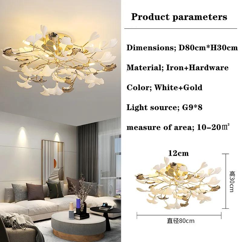 Постмодернистский дизайнерский роскошный потолочный светильник в виде листьев гинкго для гостиной, спальни, потолочная люстра, светильник для освещения интерьера столовой