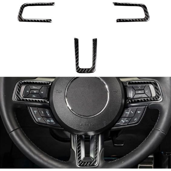 NVCNX Real Carbon Fiber Compatible with Ford Mustang GT 2015- 2016 2017 2018 Accessories Car Gear Shift Frame Cover Interior Trim Sticker Decal