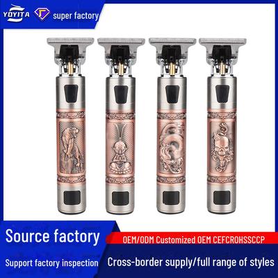 Машинка для стрижки волос T9 с цифровым дисплеем в форме черепа: Триммер из цинкового сплава с зарядкой от USB для точного бритья и карвинга.