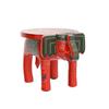 Handcrafted and Hand-Painted Colorful Wooden Elephant Stool/Side Table for Home/Office/Living or Bedroom Decor (Orange & Green)